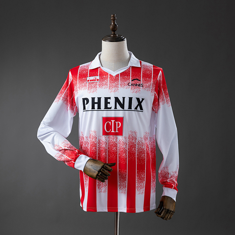 AS Cannes 91-92 Home Long-Sleeve Retro Jersey S-XXL